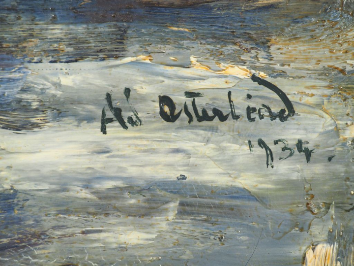 Anders OSTERLIND. "Nature morte au livre et aux fleurs". Huile sur toi