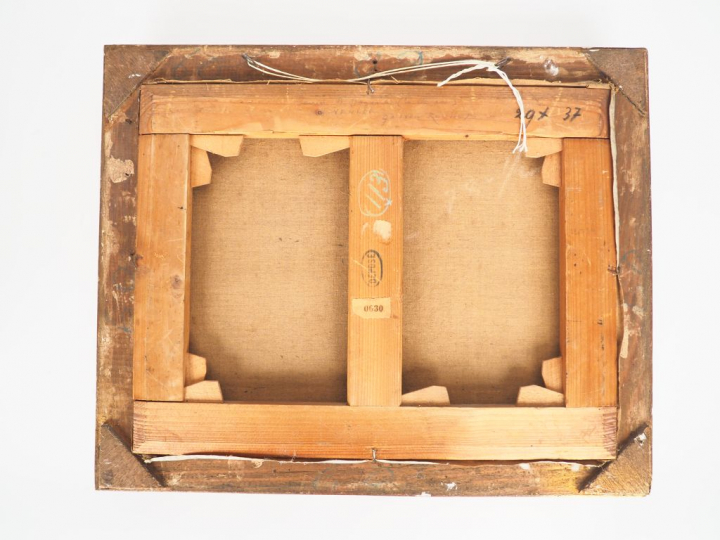 Gaston ROULLET. "les barques de pêche à l'entrée du port". Huile sur t