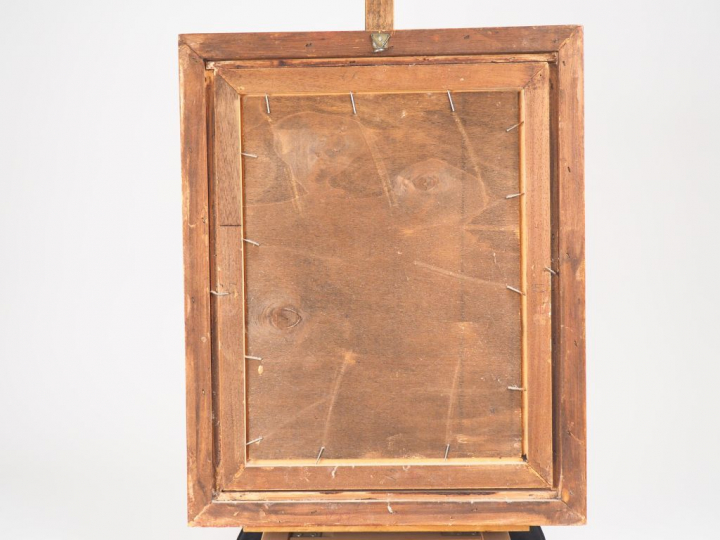 Giuseppe SOLENGHI. "Pêcheurs et gondoles à Venise". Huile sur panneau 