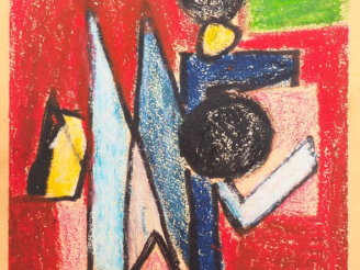Vente aux enchères Isaac PAILES "Composition cubiste". Dessin au crayon gras, signé en ba