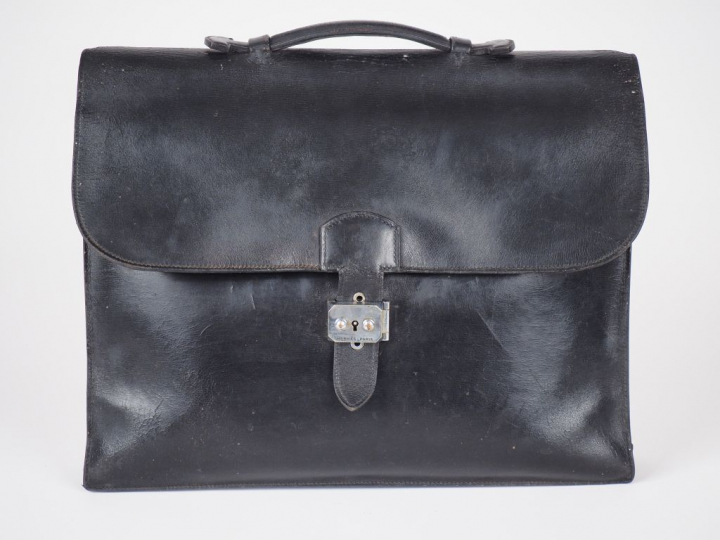 HERMES Paris.  Sac à dépêche GM Avant 1950 3 Soufflets 4 compartiments