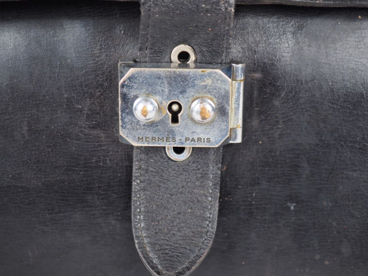 HERMES Paris.  Sac à dépêche GM Avant 1950 3 Soufflets 4 compartiments