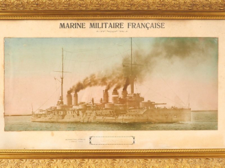 Vente aux enchères C. FERRAFIAT. "Croiseur cuirassé Condorcet". Tirage albuminé. Dim. 24 