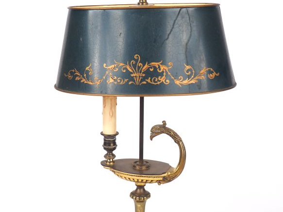 Lampe bouillotte de style Empire en tôle, bronze et laiton en forme de