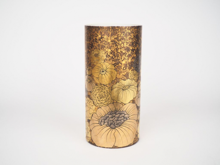 ROSENTHAL Studio Linie. Vase cylindrique en porcelaine à décor de fleu