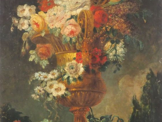 Vente aux enchères Ecole française fin XVIIIème début XIXème. "Bouquet de fleurs dans un 