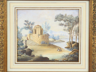 Vente aux enchères Ecole française fin XVIIIème début XIXème. "personnages cheminant". Pa