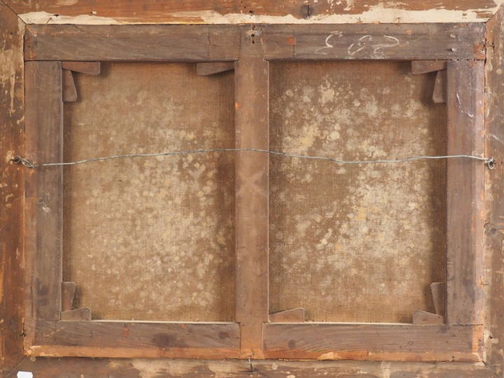 Ecole française fin XVIIIème début XIXème. "Personnages dans un paysag