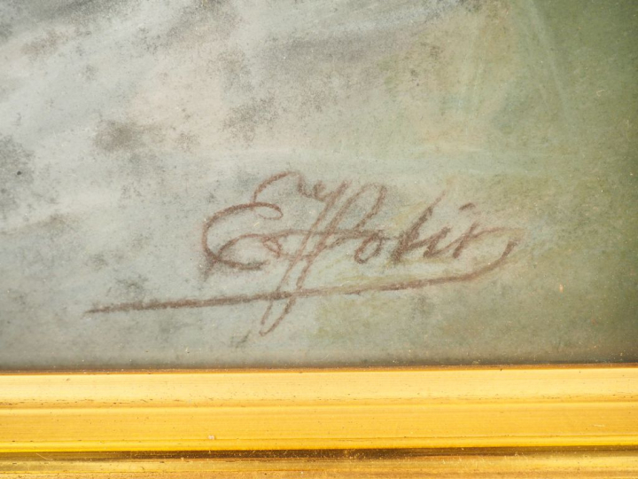 Ecole française XIXème. "portrait de jeune femme au chale et au bouque