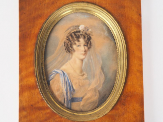 Vente aux enchères LAGRENEE. "Portrait d'une mariée". Dessin signé en bas à droite. Dim. 