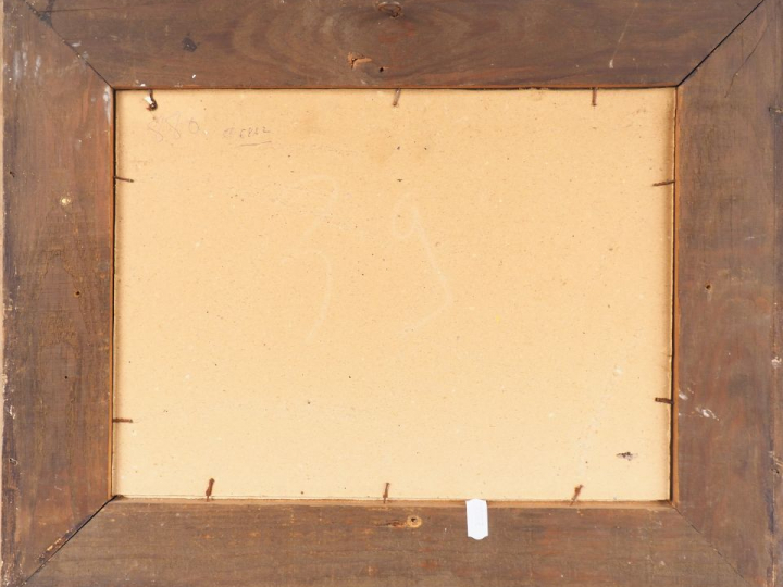 Renée ASPE. "La plage". Gouache, signée en bas à droite. Dim. 22 x 31 