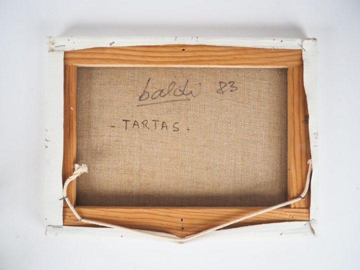 Pierre BALDI.  "Vue de Tartas". Huile sur toile, signée en bas à droit