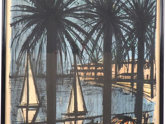 Bernard BUFFET.  "Baie de Cannes" Lithographie, signée en bas à droite