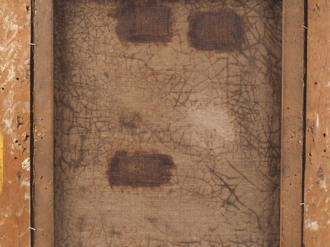 CAZABON.  "Homme s'appuyant sur son baton". Huile sur toile, signée en