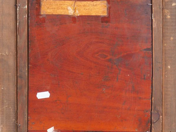 Narcisse DIAZ de la PENA. "Jeune femme et son chien". Huile sur pannea