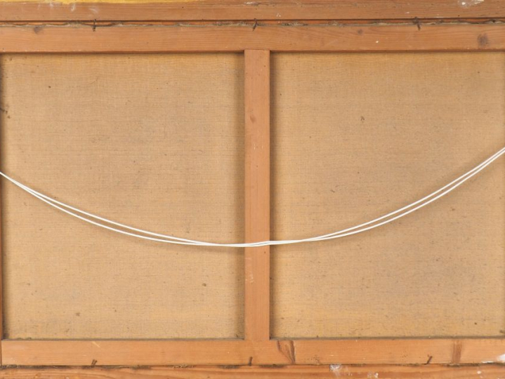 GODCHAUX. "Bord de mer animé". Huile sur toile, signée en bas à gauche