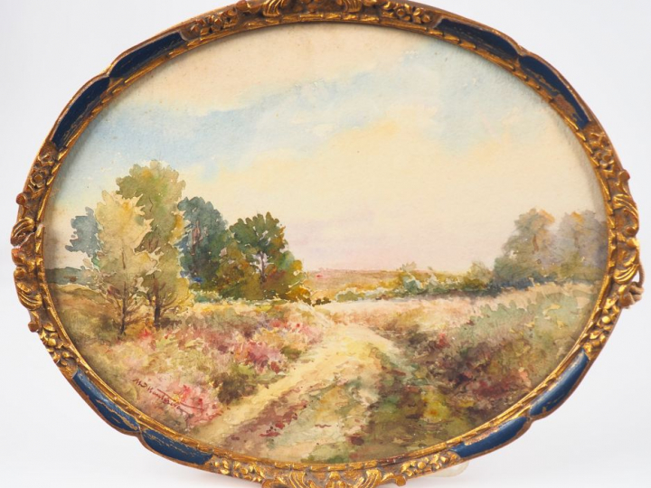 HAUTERIVE. "Paysage". Aquarelle, signée en bas à gauche. Dim. 23 x 29 