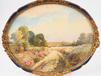 Vente aux enchères HAUTERIVE. "Paysage". Aquarelle, signée en bas à gauche. Dim. 23 x 29 