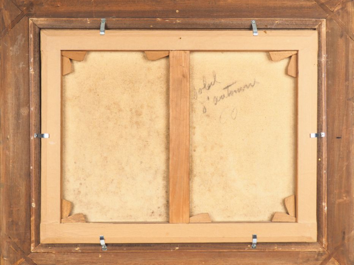 E. MONTEZIN.  "La charrette" Huile sur papier marouflée sur toile, sig