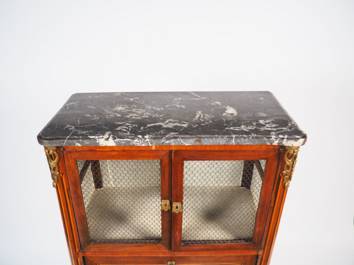 Secrétaire guillotine Louis XVI, en bois de placage et marqueterie, à 