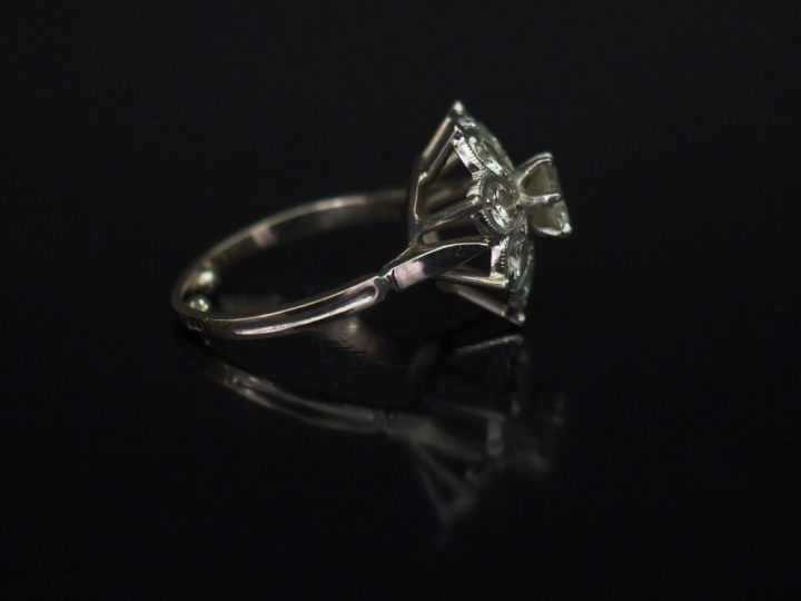 Bague en platine et or blanc, sertie en son centre d'un diamant taille