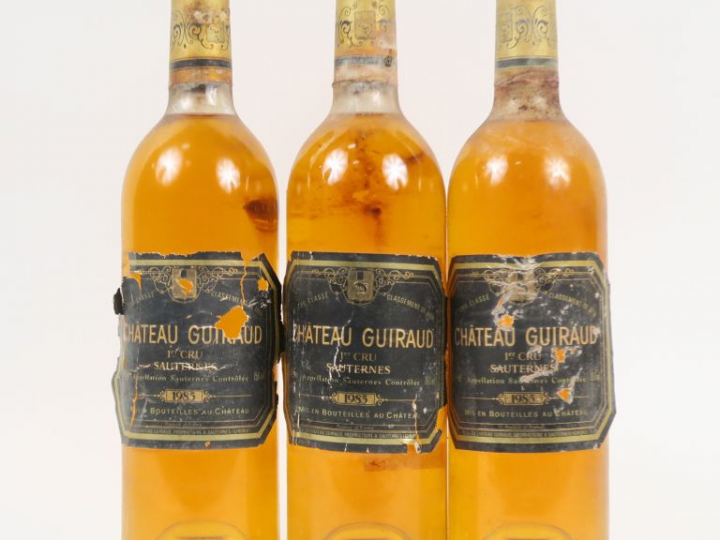 3 BOUTEILLES CHÂTEAU GUIRAUD 1er CC SAUTERNES - 1985 - BG/2 ELA