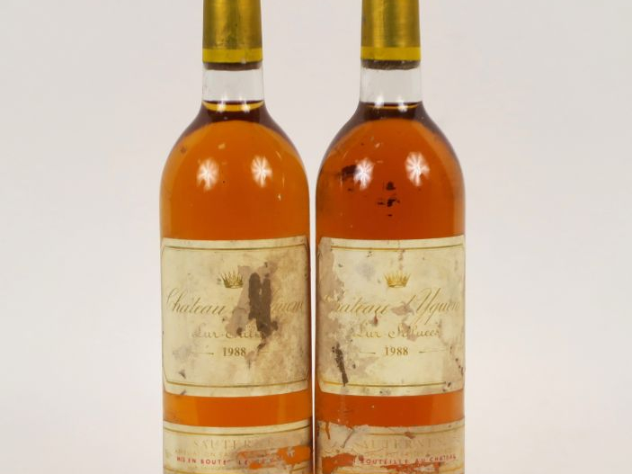 2 BOUTEILLES CHÂTEAU D'YQUEM 1er CCS SAUTERNES - 1988 - BG/ EA