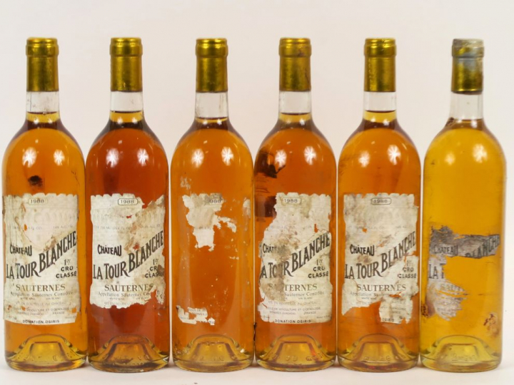 6 BOUTEILLES CHÂTEAU LA TOUR BLANCHE 1er CC SAUTERNES - 1988 - BG/4 EA