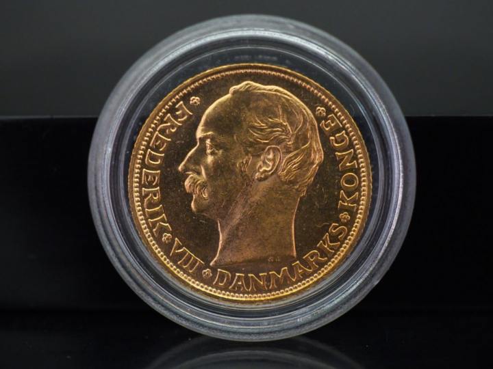 Pièce de 20 Couronnes or, Fréderic VIII de Danemark, 1908. FRAIS ACHET