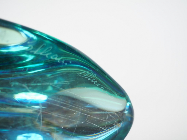 Grande sculpture en verre polychrome de Murano. Signée H. 53 cm