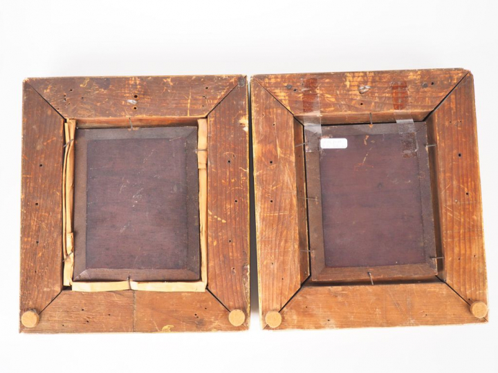 Ecole du Nord XIXème. "la domestique" et "le violoniste" Paire d'huile