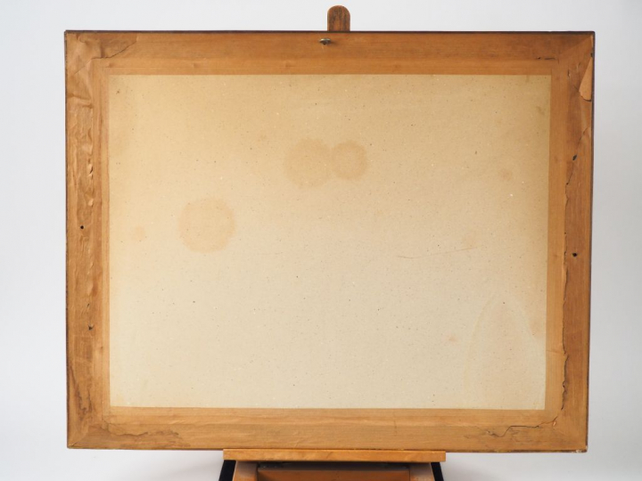 Ecole française fin XIXème.  "paysage de montagne animé" Gouache, sign