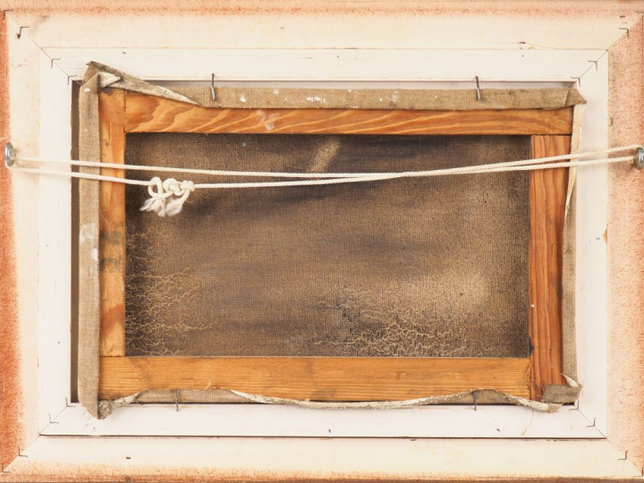 Ecole française fin XIXème début XXème. "paysage lacustre animé" Huile