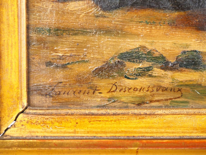 Laurent DESCOUSSEAUX. "les marayeuses' Huile sur toile, signée en bas 