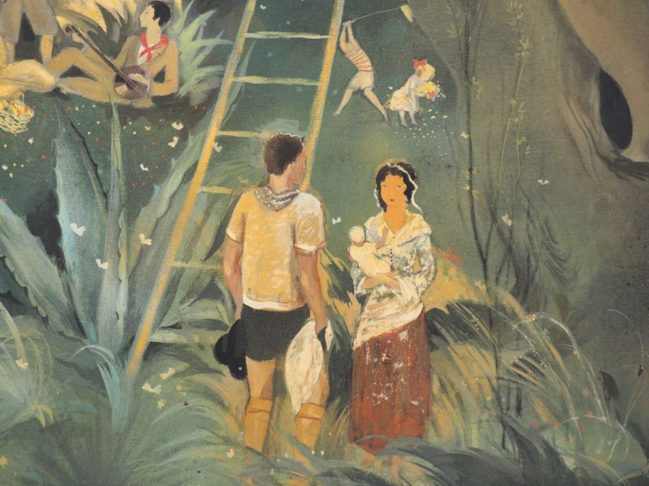 A. EKMAN. "la cueillette" Huile sur toile, signée en bas à droite Dim.