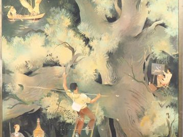 A. EKMAN. "la cueillette" Huile sur toile, signée en bas à droite Dim.