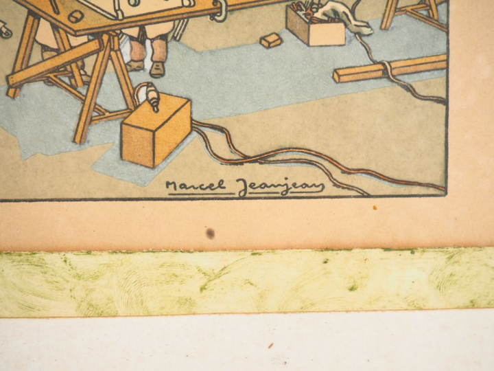 Marcel JEANJEAN. "usine de guerre" Lithographie