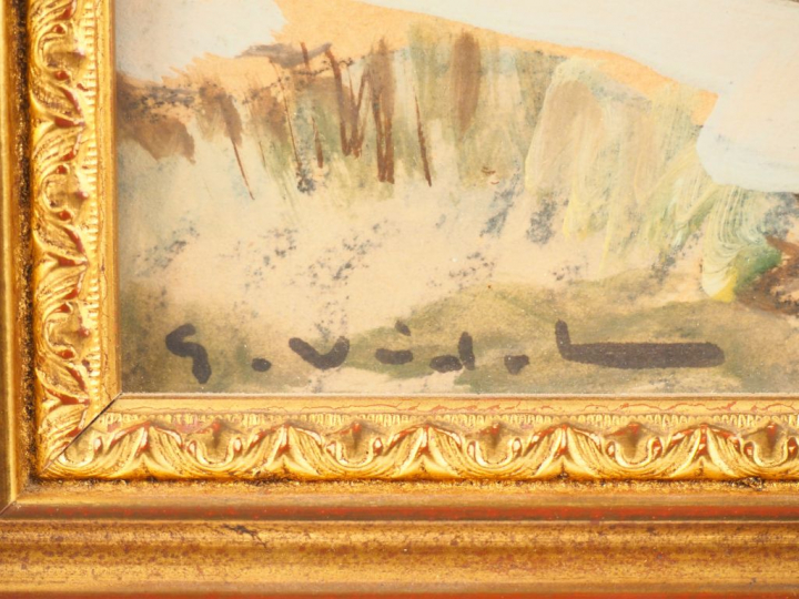 Georges VIDAL.  "Paysage du Midi" Gouache, signée en bas à gauche Dim.