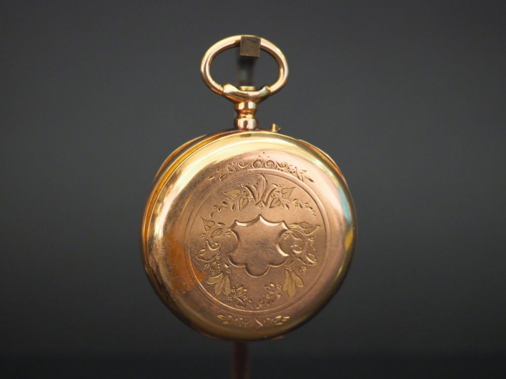 Montre de gousset en or jaune. Cadran à chiffres romains pour les heur