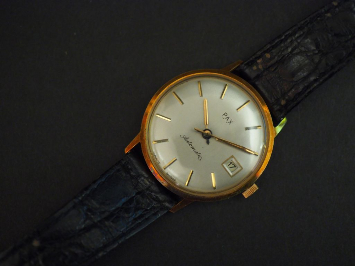 PAX, Automatic Montre bracelet d'homme, boitier en or jaune. Cadran ro