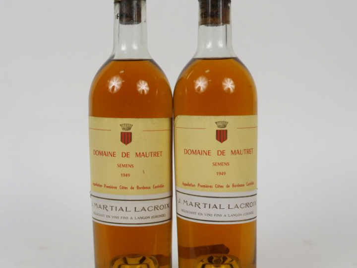 2 BOUTEILLES DOMAINE DE MAUTRET SEMENS - 1949 - HEP