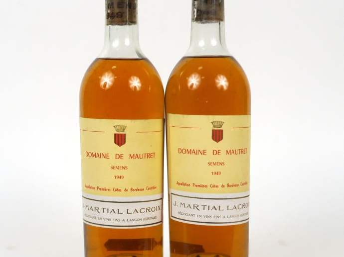 2 BOUTEILLES DOMAINE DE MAUTRET SEMENS - 1949 - HEP