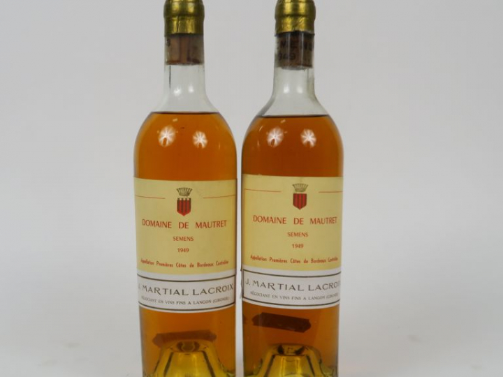 2 BOUTEILLES DOMAINE DE MAUTRET SEMENS - 1949 - MEP/CAPS TLA