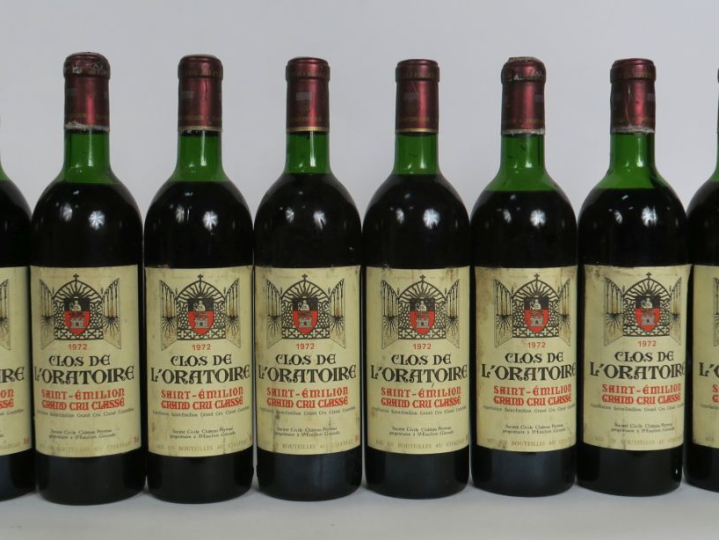 8 BOUTEILLES CLOS DE L'ORATOIRE GCC ST EMILION - 1972 - 2 BG/1 LB/3 HE
