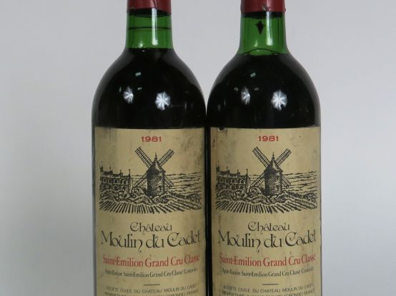 2 BOUTEILLES CHÂTEAU MOULIN DU CADET GC ST EMILION - 1981 - BG