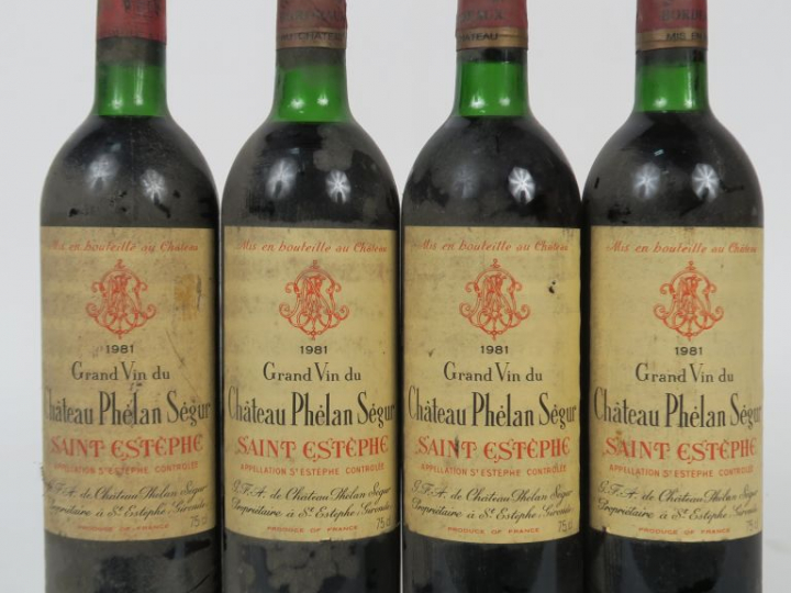 4 BOUTEILLES CHÂTEAU PHELAN SEGUR ST ESTEPHE - 1981 - LB/ES
