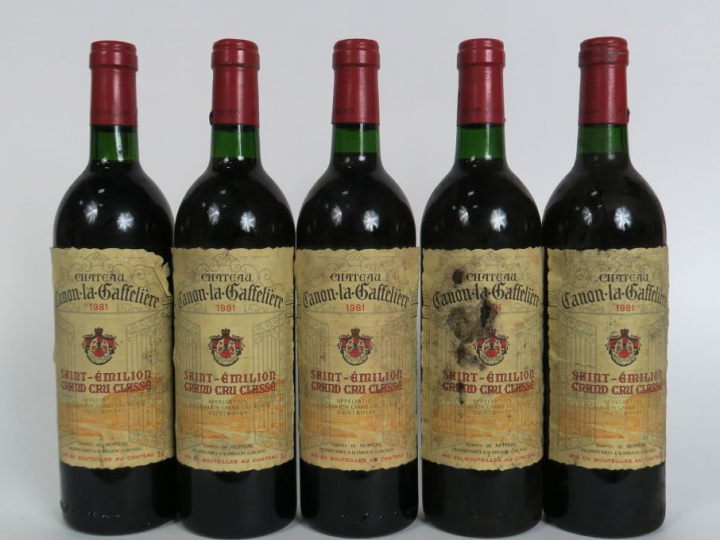 5 BOUTEILLES CHÂTEAU CANON LA GAFELLIERE 1er GCC ST EMILION - 1981 - 1