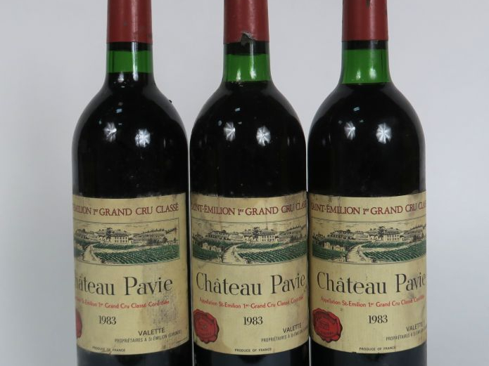 3 BOUTEILLES CHÂTEAU PAVIE 1er GCC ST EMILION - 1983 - BG/ELS
