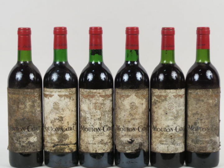 6 BOUTEILLES MOUTON CADET BORDEAUX SUPERIEUR - 1983 - BG/ET