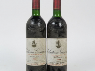 Vente aux enchères 2 BOUTEILLES  CHÂTEAU GISCOURS GCC MARGAUX - 1985 - LB/1 ET/1 ELS